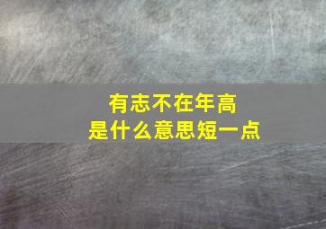 有志不在年高 是什么意思短一点